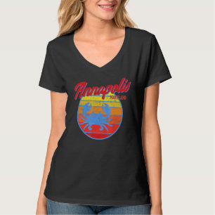 Annapolis Md Retro Blue Crab Ocean Sunset T-Shirt