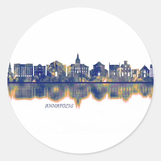 Annapolis Skyline Classic Round Sticker (Front)