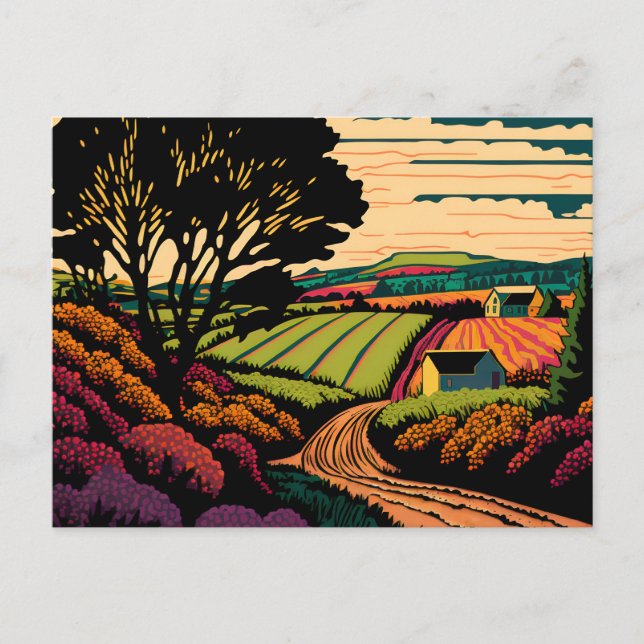 Annapolis Valley Colorful Farm Landscape Greeting Postcard (Front)