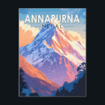 Annapurna Nepal Travel Art Vintage Postcard<br><div class="desc">Annapurna in a vector art style. Annapurna is a mountain situated in the Annapurna mountain range of Gandaki Province,  north-central Nepal. It is the 10th highest mountain in the world.</div>