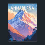 Annapurna Nepal Travel Art Vintage Postcard<br><div class="desc">Annapurna in a vector art style. Annapurna is a mountain situated in the Annapurna mountain range of Gandaki Province,  north-central Nepal. It is the 10th highest mountain in the world.</div>