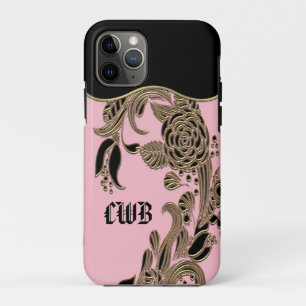 Annarose Elegant Chic Cool Pink Monogram iPhone 11 Pro Case