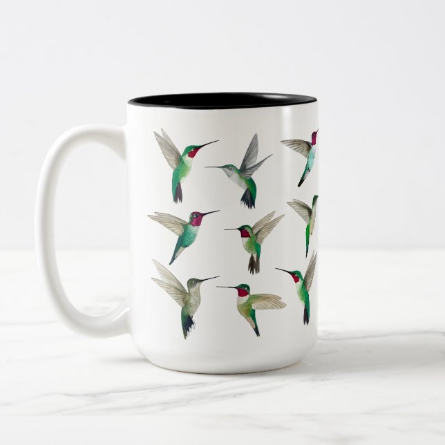 Anna's and Broad-tailed Hummingbirds Two-Tone Coffee Mug (Left)