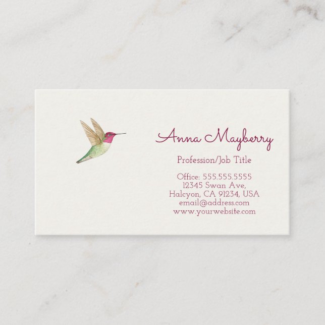 Anna's Hummingbird Business Card (Front)