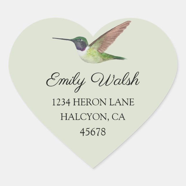 Anna's Hummingbird Heart Sticker (Front)