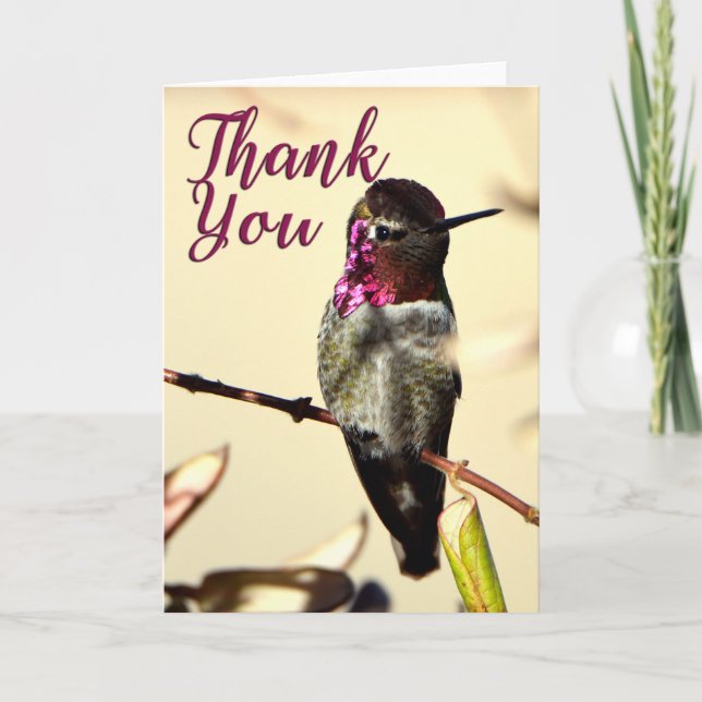 Anna's Hummingbird Photo Thank You Card (Front)