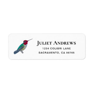 Anna's Hummingbird  Return Address Label