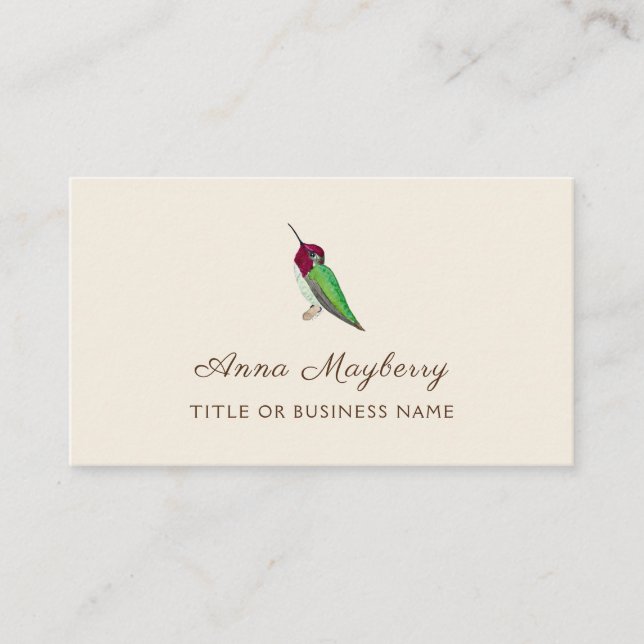 Anna's Hummingbird Square Business Card (Front)