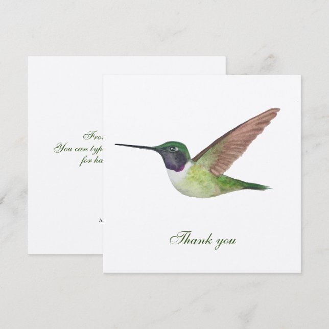 Anna's Hummingbird Thank You Card (Front/Back)