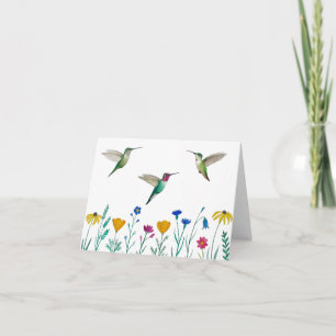 Anna's Hummingbirds and Wildflowers Card