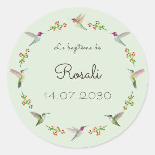 Anna's Hummingbirds Baptism Classic Round Sticker