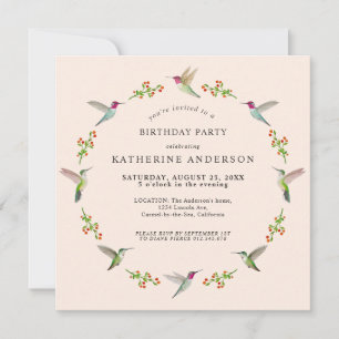 Anna's Hummingbirds Birthday Invitation
