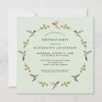 Anna's Hummingbirds Birthday Invitation