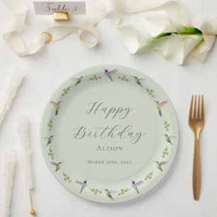 Anna's Hummingbirds Birthday Paper Plate