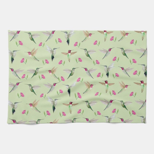 Anna's hummingbirds tea towel (Horizontal)