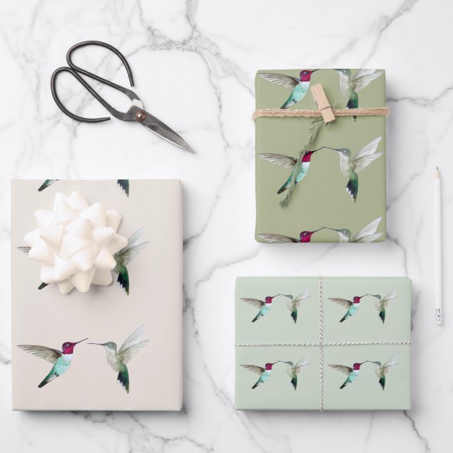 Anna's Hummingbirds Wrapping Paper Sheets (Front)