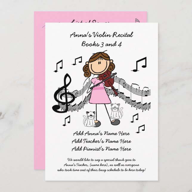 Anna's Violin Recital Invitation Card Revised (Front/Back)
