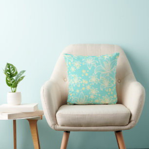 Anne Aqua 🌊 Floral Cushion