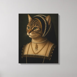 Anne Boleyn Cat Portrait – Tudor Queen Renaissance Canvas Print
