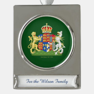 Anne Boleyn Coat of Arms Silver Plated Banner Ornament