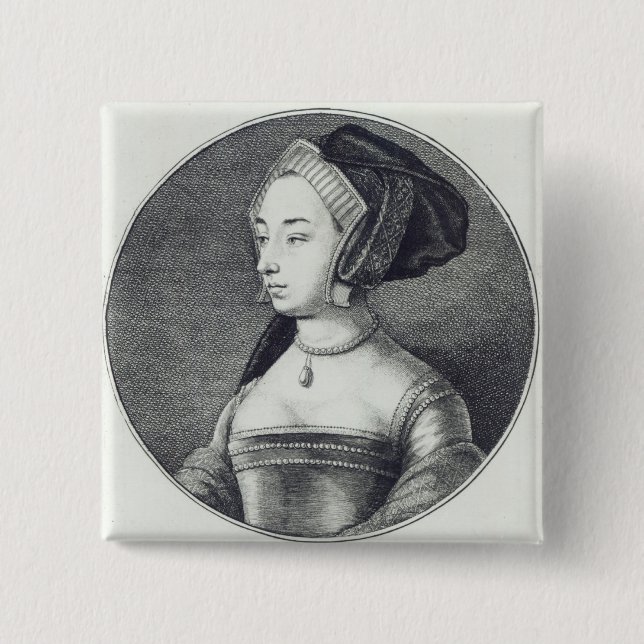 Anne Boleyn, etched by Wenceslaus Hollar, 1649 15 Cm Square Badge (Front)