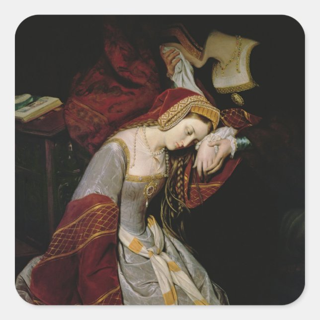 Anne Boleyn  in the Tower, detail, 1835 Square Sticker (Front)