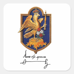 Anne Boleyn Signature & Coat of Arms Square Sticker