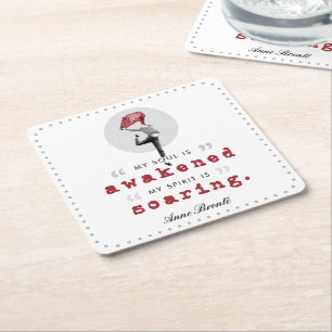 Anne Bronte Poem Quote - My Soul is Awakened Square Paper Coaster