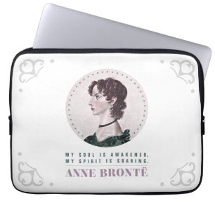 Anne Bronte Portrait and Quote My Soul is Awakened Laptop Sleeve