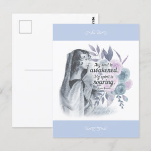 Anne Bronte Quote My Soul Is Awakened Floral Postcard