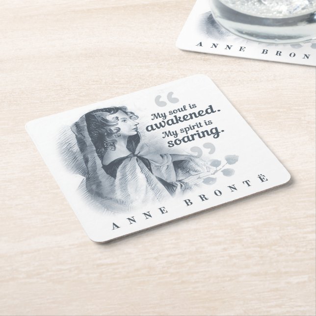 Anne Bronte Quote My Soul Is Awakened Square Paper Coaster (Angled)