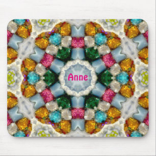 ANNE ~ Colourful Gems Pattern ~ Personalised Mouse Mat