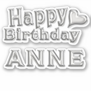 Anne Happy Birthday silver Sticker