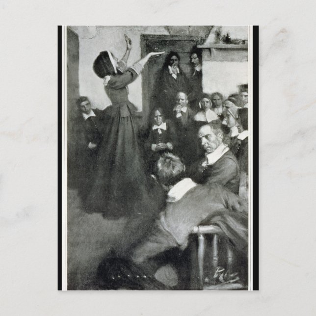 Anne Hutchinson Preaching in her House in Boston Postcard (Front)