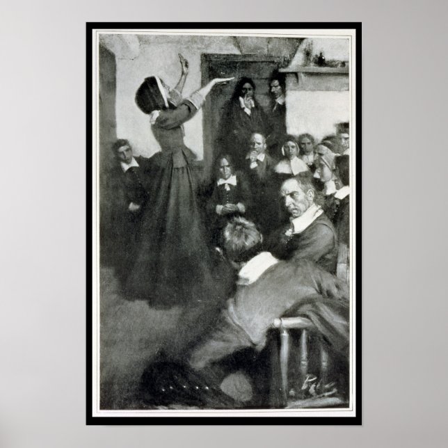Anne Hutchinson Preaching in her House in Boston Poster (Front)