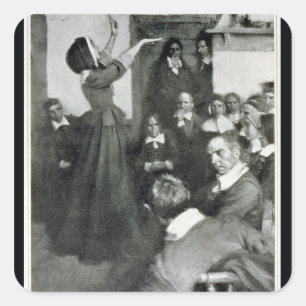 Anne Hutchinson Preaching in her House in Boston Square Sticker