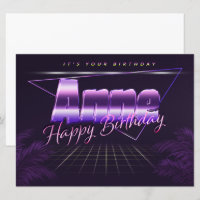 Anne Name First name lila retro card Birthday