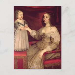 Anne of Austria  with her son Louis XIV Postcard