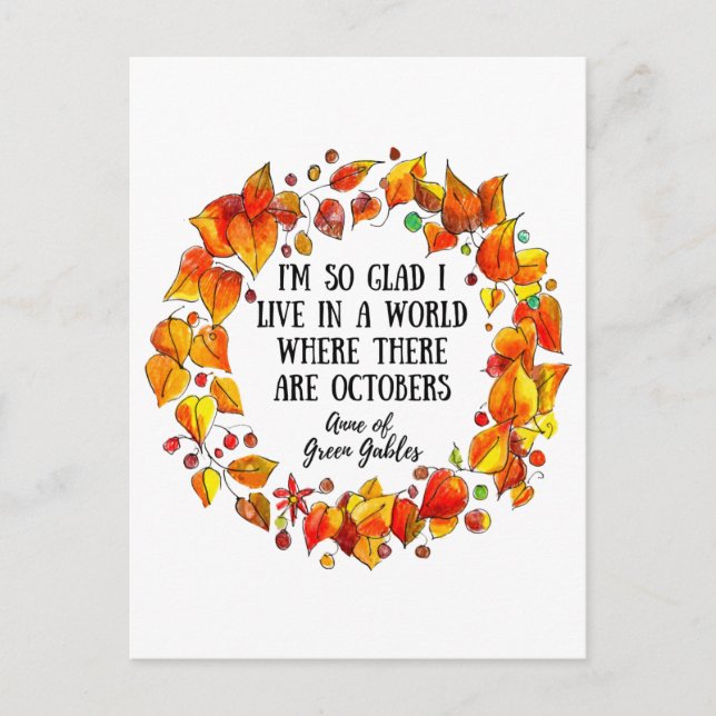 Anne of Green Gables Literary Autumn Hand Drawn Postcard (Front)