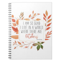 Anne of Green Gables October Quote Fall notebook