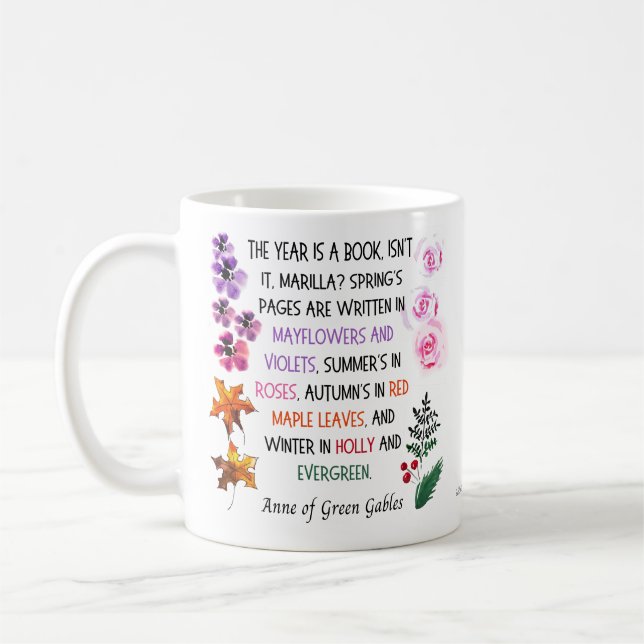 Anne of Green Gables Quote Colourful Hand-Drawn Coffee Mug (Left)