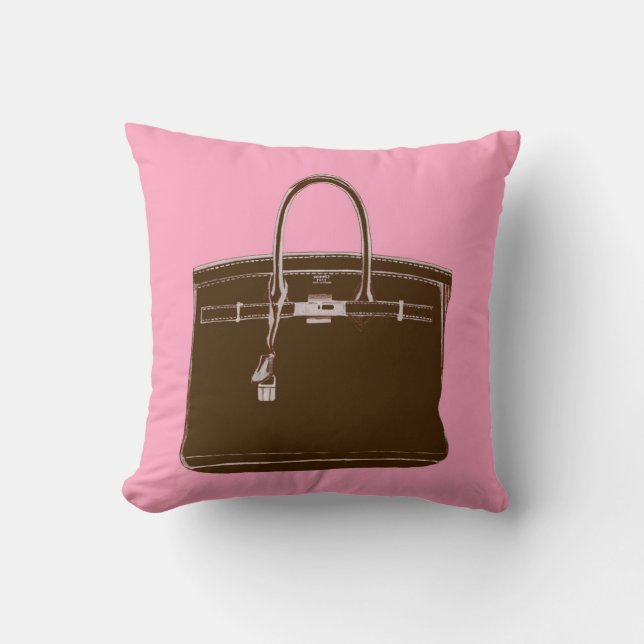 Annechovie Brown Bag on Pink Pillow (Front)