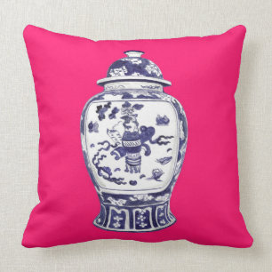 ANNECHOVIE GINGER JAR ON FUSCHIA PILLOW