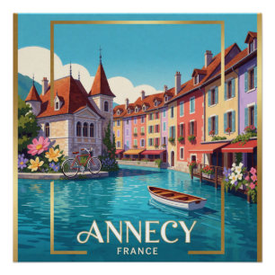 Annecy France Historic Travel Poster