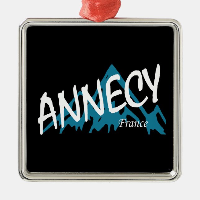 Annecy France Mountains Metal Tree Decoration (Front)