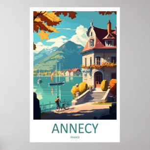 Annecy France National Ski Travel Poster Vintage