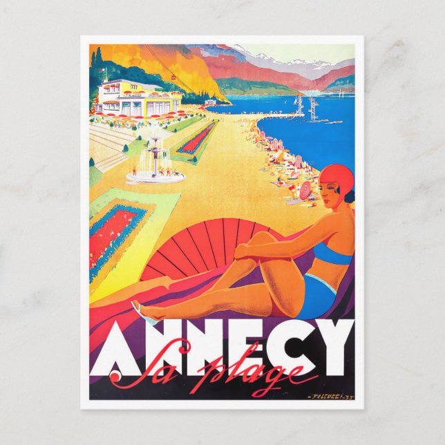 Annecy France vintage travel Postcard (Front)