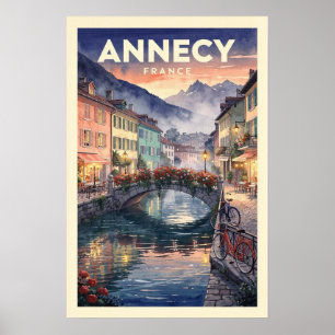 Annecy France Vintage Travel Poster