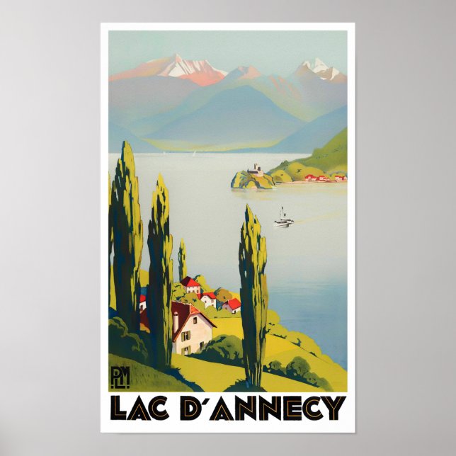 Annecy lake France vintage travel Poster (Front)