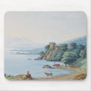 Annecy Lake with Castle by Carl Ludwig Hackert Mouse Mat